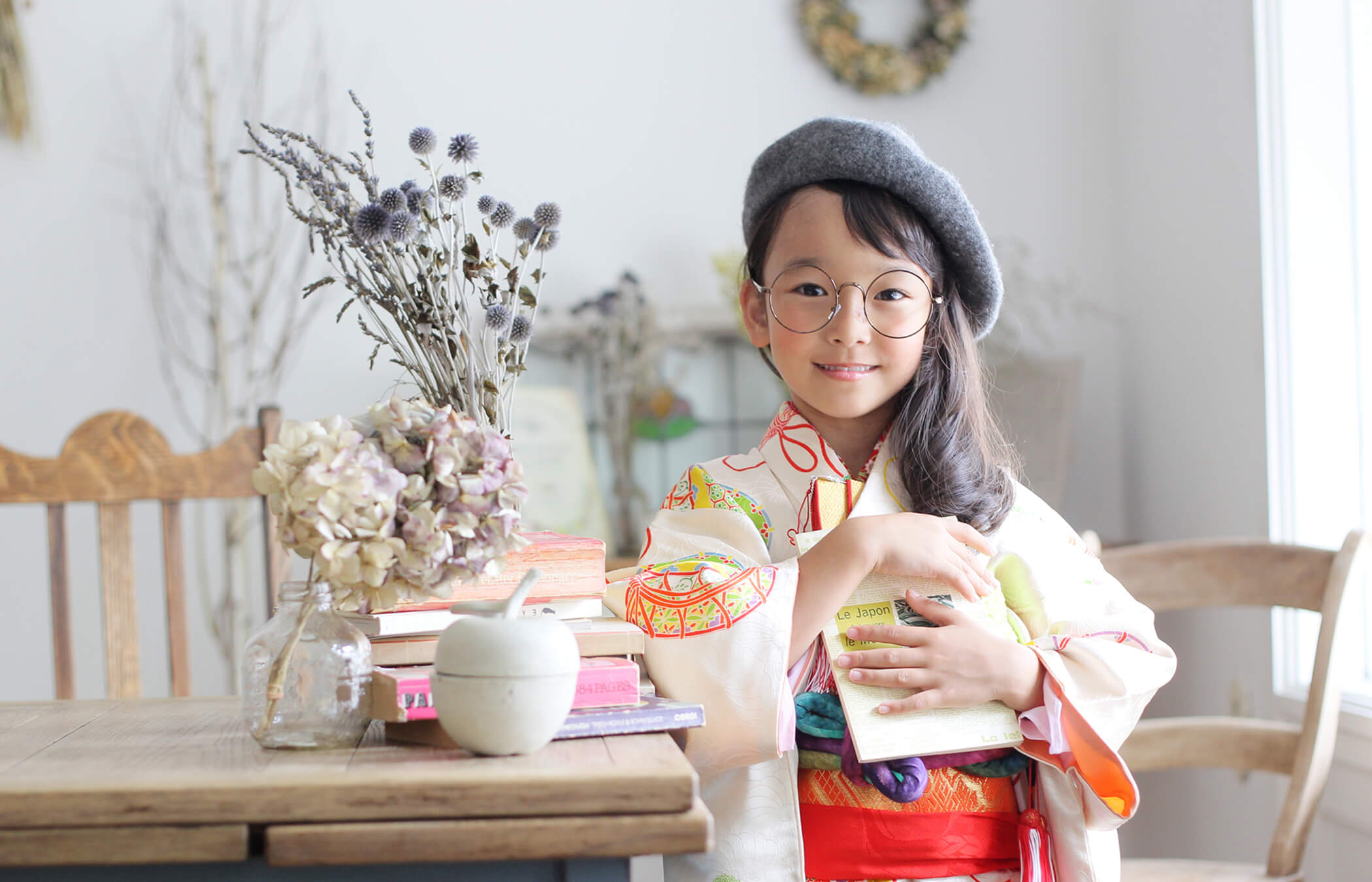 豊中市フォトスタジオピエノ:レトロ着物を着た女の子